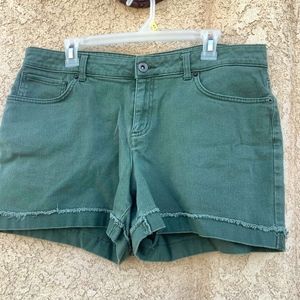 Green Stretchy Jean Shorts